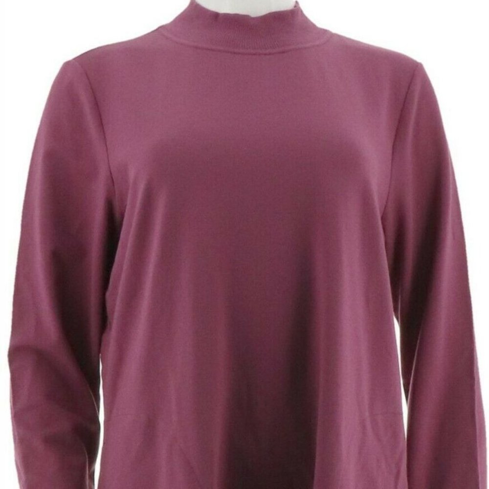 NWT DENIM & CO ACTIVE HI-LOW MOCK NECK TUNIC XXS